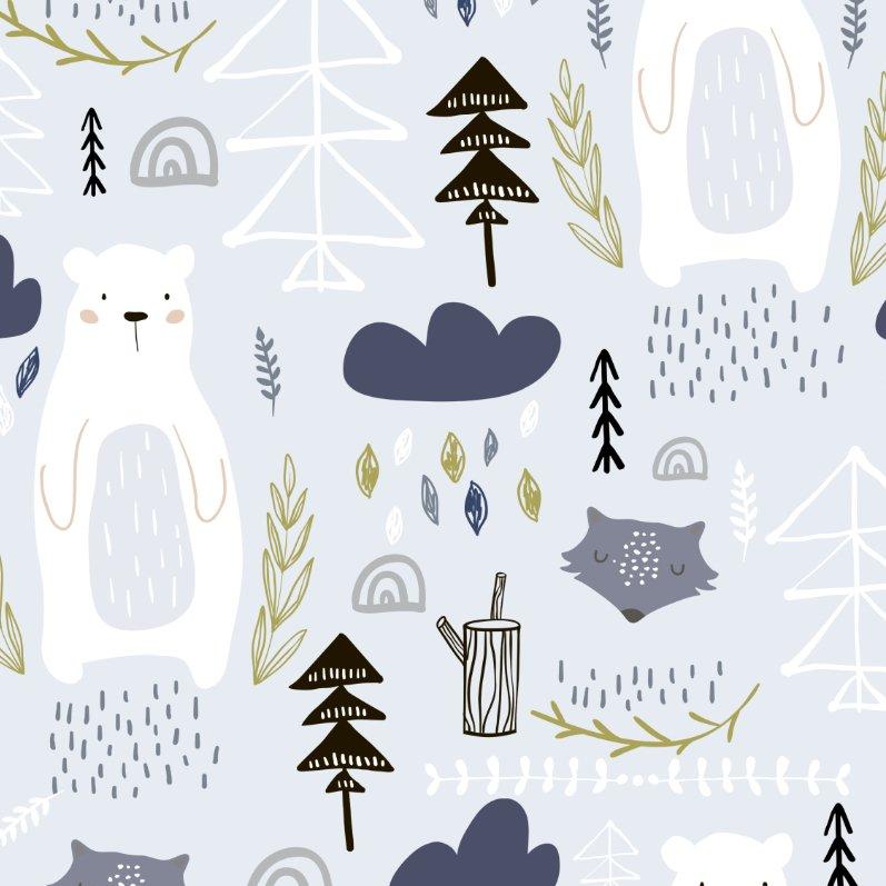Wald Bär blau Bio Sommersweat