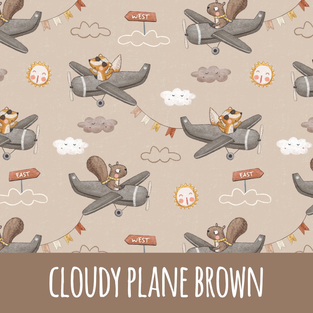 Cloudy plane brown Bio Jersey - Mamikes
