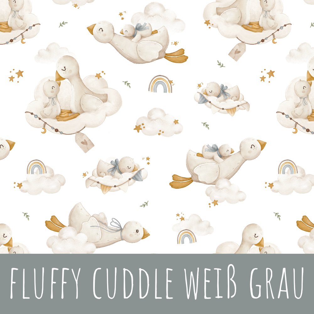 Fluffy cuddle weiß grau Bio Jersey - Mamikes