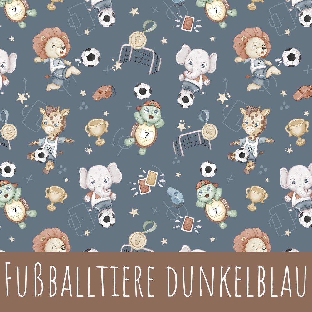 Fußballtiere dunkelblau Baumwolle - Mamikes