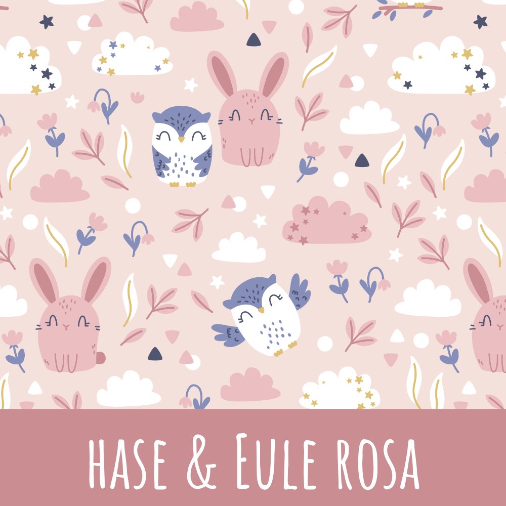 Hase und eule rosa Baumwolle - Mamikes