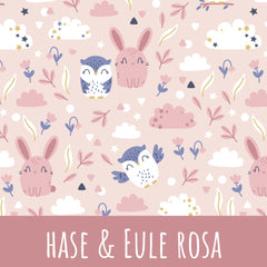 Hase und eule rosa Baumwolle - Mamikes