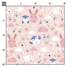 Hase und eule rosa Baumwolle - Mamikes