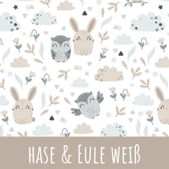 Hase und eule weiß Bio Jersey - Mamikes