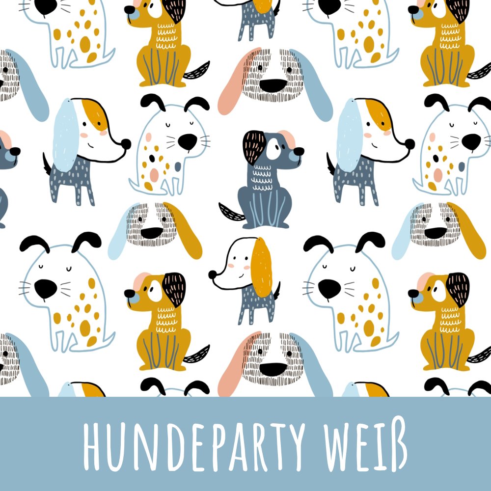 Hundeparty weiß Vorbestellung (Stoffart wählbar) - Mamikes