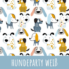 Hundeparty weiß Vorbestellung (Stoffart wählbar) - Mamikes