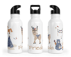 Personalisierte Edelstahl Trinkflasche 11.woodland animals - Mamikes