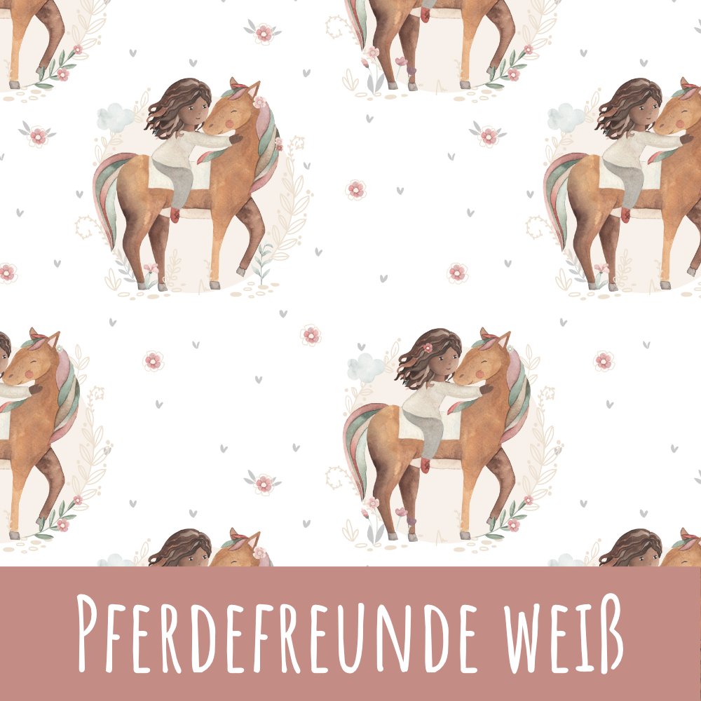 Pferdefreunde weiß Vorbestellung (Stoffart wählbar) - Mamikes