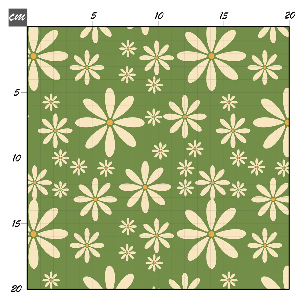 Retro flower green Baumwolle - Mamikes
