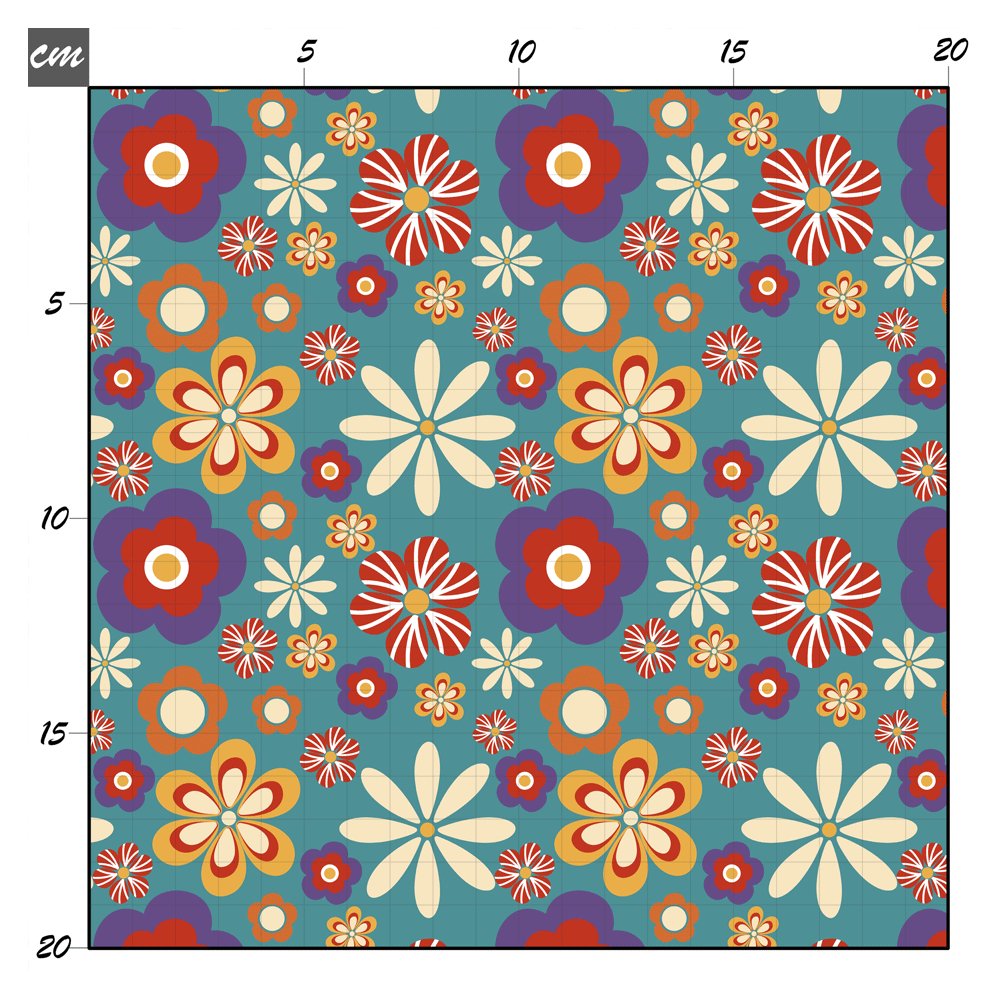 Retro flower petrol Baumwolle - Mamikes