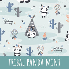 Tribal panda mint Baumwolle - Mamikes