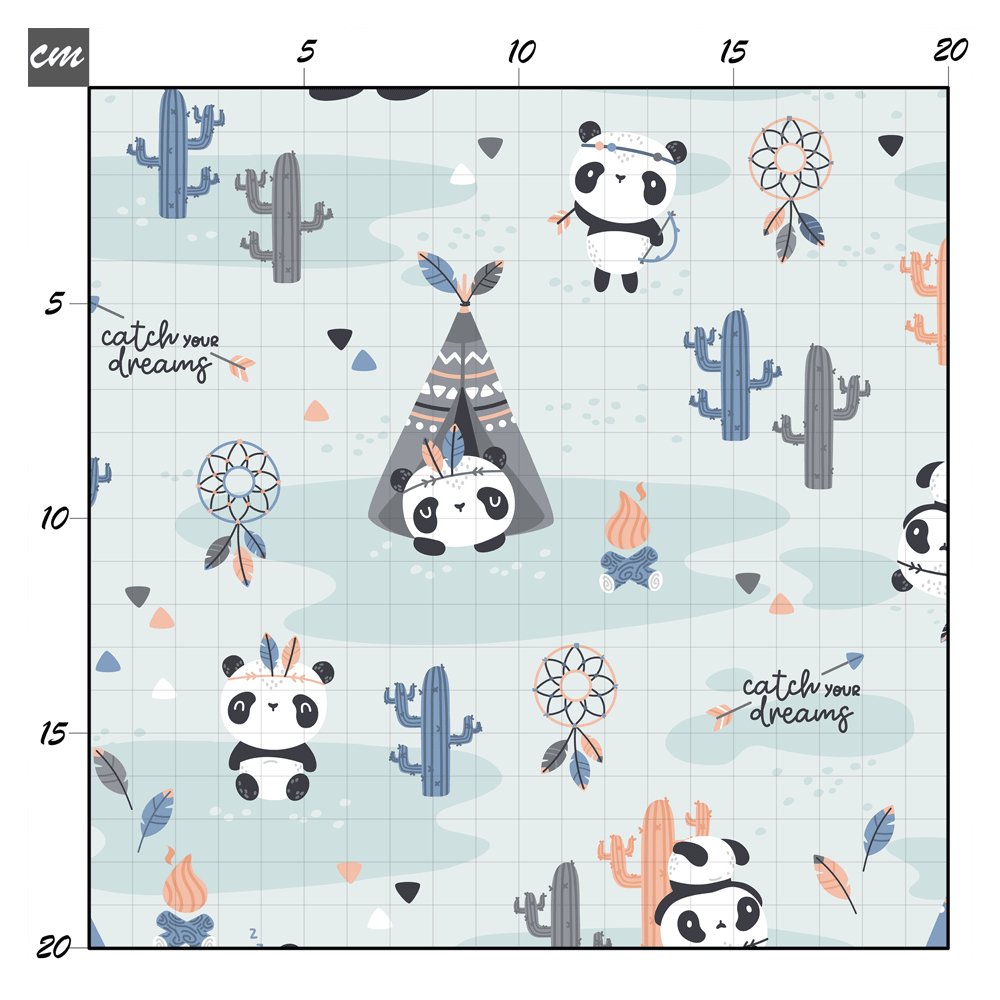 Tribal panda mint Baumwolle - Mamikes