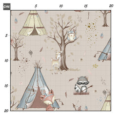 Woodland animals beige Baumwolle - Mamikes