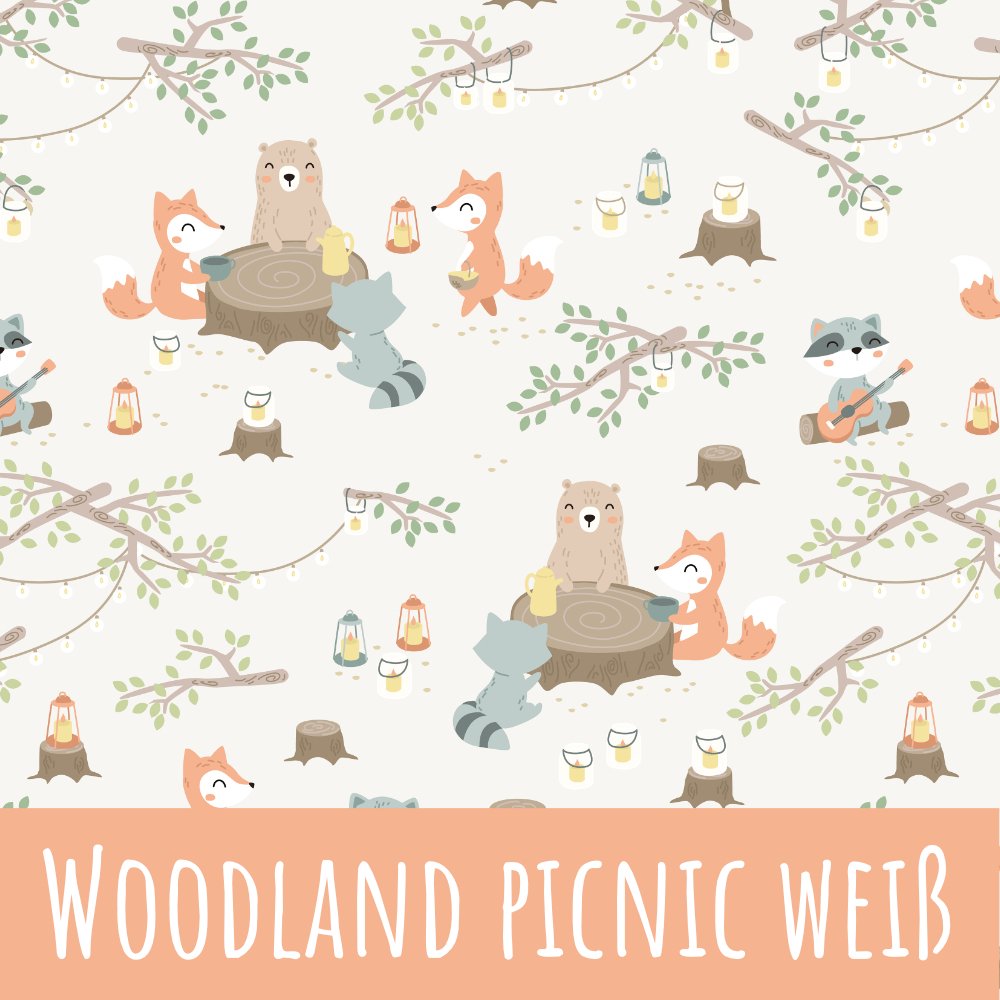 Woodland picnic weiß Bio Jersey - Mamikes